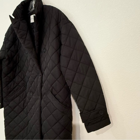Rebecca Minkoff Double Breasted Quilted Long Black Coat - Picture 4 of 13